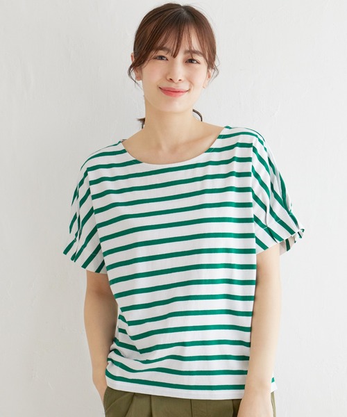 LBC（エルビーシー）の「ボーダー袖タックプルオーバー（Tシャツ/カットソー・レディース・ネイビー/ピンク/グリーン・M/L）」の19枚目の写真