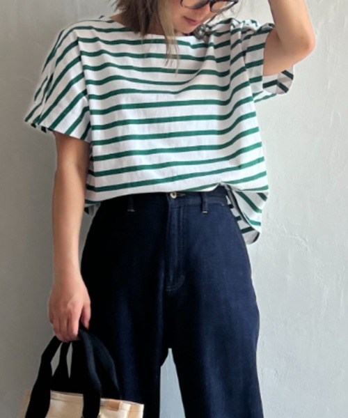 LBC（エルビーシー）の「ボーダー袖タックプルオーバー（Tシャツ/カットソー・レディース・ネイビー/ピンク/グリーン・M/L）」の20枚目の写真