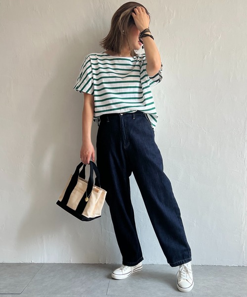 LBC（エルビーシー）の「ボーダー袖タックプルオーバー（Tシャツ/カットソー・レディース・ネイビー/ピンク/グリーン・M/L）」の22枚目の写真