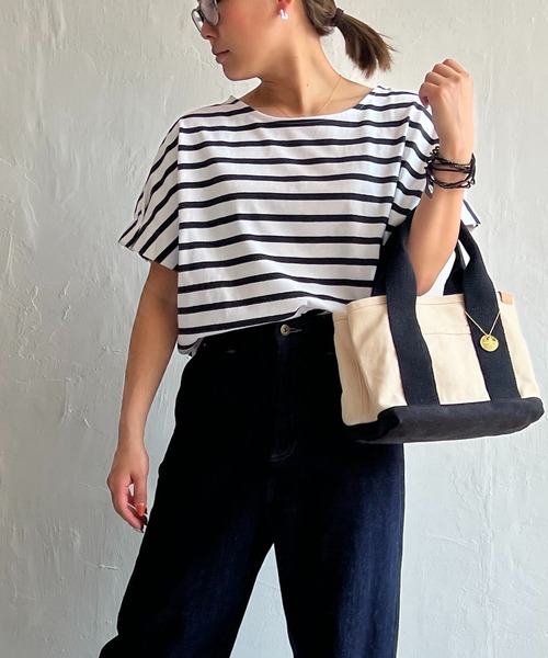 LBC（エルビーシー）の「ボーダー袖タックプルオーバー（Tシャツ/カットソー・レディース・ネイビー/ピンク/グリーン・M/L）」の21枚目の写真