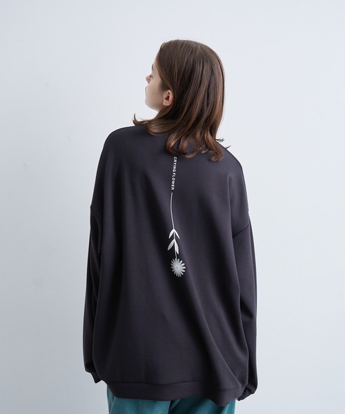 JUNRED（ジュンレッド）の「フラワープリントロングTシャツ（Tシャツ/カットソー・メンズ・グリーン/ブラック/ホワイト・S/L/M）」の7枚目の写真