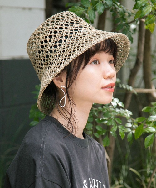 Casselini（キャセリーニ）の「Casselini/スカシアミバケットハット（ハット・レディース・ベージュ系その他/オレンジ系その他/グリーン・FREE）」の2枚目の写真