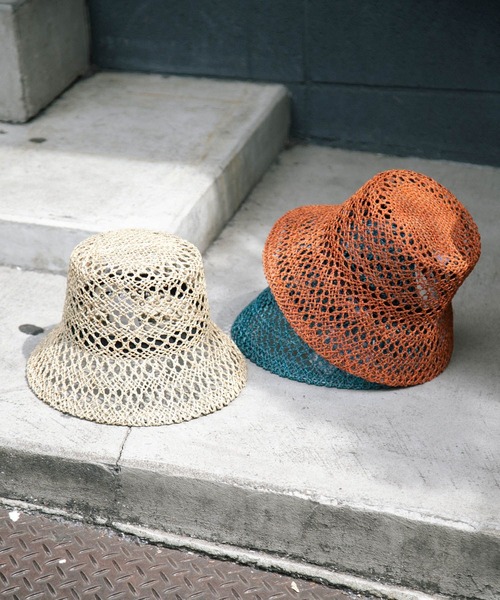 Casselini（キャセリーニ）の「Casselini/スカシアミバケットハット（ハット・レディース・ベージュ系その他/オレンジ系その他/グリーン・FREE）」の4枚目の写真