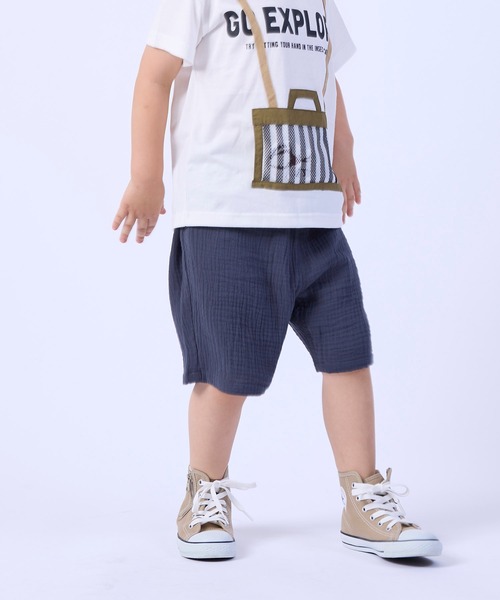 DILASH(ディラッシュ)の「Wガーゼパンツ(4.5分丈)(その他パンツ・キッズ・チャコール/ベージュ/ブルー・100/130/120/110/140/80/90)」の2枚目の写真