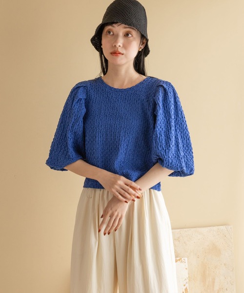 LOWRYS FARM(ローリーズファーム)の「ジャガードバックオープンSS 197958(Tシャツ/カットソー・レディース・ブルー/ホワイト/ブラック・FREE)」の6枚目の写真