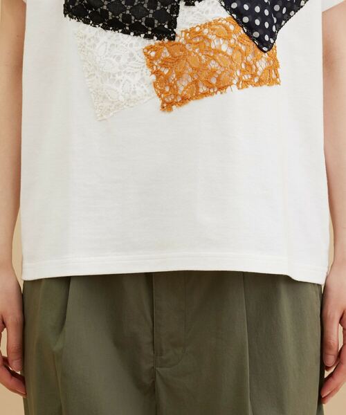 FRAPBOIS（フラボア）の「パッチレースT（Tシャツ/カットソー・レディース・ブラック/ホワイト・1）」の3枚目の写真