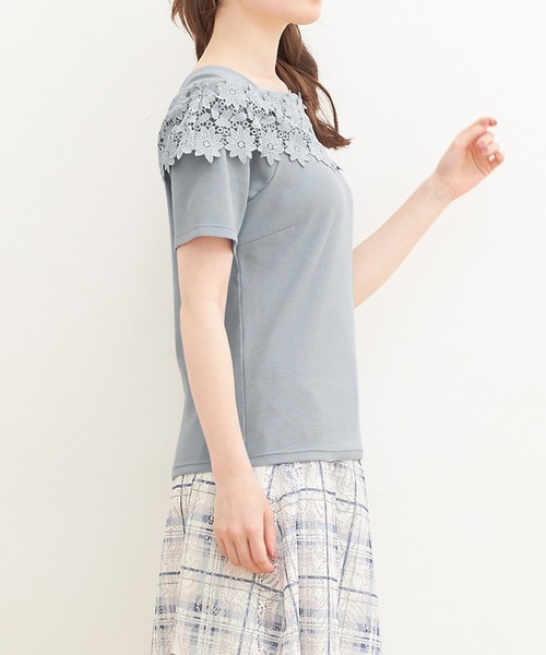 alotta(アロッタ)の「オフショル風レースデザイントップス(Tシャツ/カットソー・レディース・ブラック/ホワイト/サックスブルー・LL/L/M/3L)」の10枚目の写真