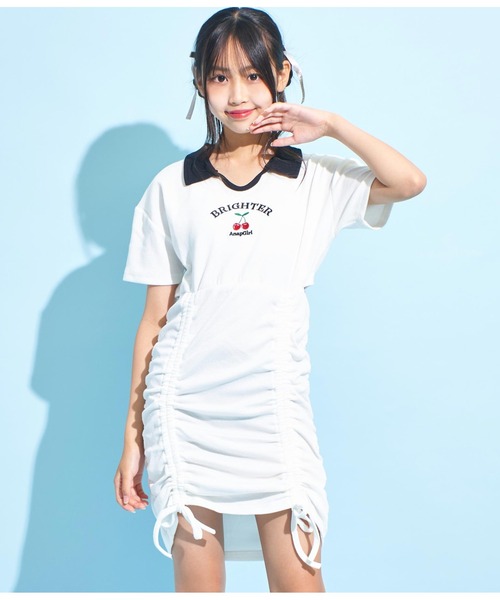 ANAP GiRL(アナップガール)の「エリ付シャーリングワンピース(ワンピース・キッズ・ブラック/ホワイト・XS/S/M)」の18枚目の写真