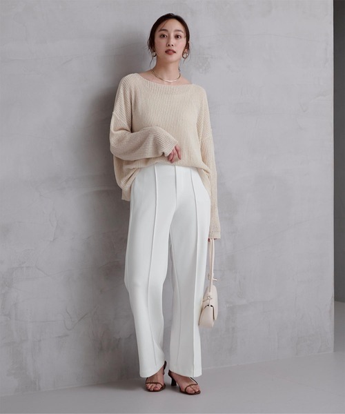 UR'S（ユアーズ）の「ボンディングセンターピンタックワイドパンツ（その他パンツ・レディース・ネイビー/ブラック/ライトブルー/ホワイト・S/M/L）」の2枚目の写真