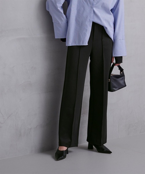 UR'S（ユアーズ）の「ボンディングセンターピンタックワイドパンツ（その他パンツ・レディース・ネイビー/ブラック/ライトブルー/ホワイト・S/M/L）」の3枚目の写真