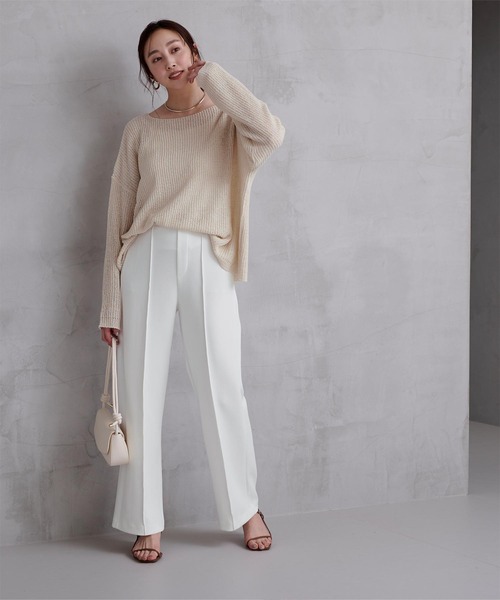 UR'S（ユアーズ）の「ボンディングセンターピンタックワイドパンツ（その他パンツ・レディース・ネイビー/ブラック/ライトブルー/ホワイト・S/M/L）」の9枚目の写真