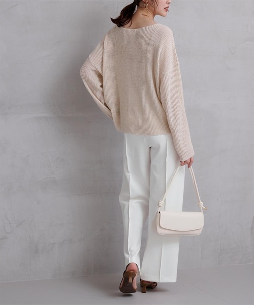 UR'S（ユアーズ）の「ボンディングセンターピンタックワイドパンツ（その他パンツ・レディース・ネイビー/ブラック/ライトブルー/ホワイト・S/M/L）」の7枚目の写真