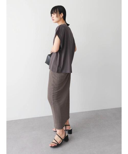 Sugar spoon（シュガースプーン）の「・SUGAR　SPOON　フレンチリブTシャツ（Tシャツ/カットソー・レディース・チャコールグレー/オフホワイト/ブラック/ブラウン・FREE）」の13枚目の写真