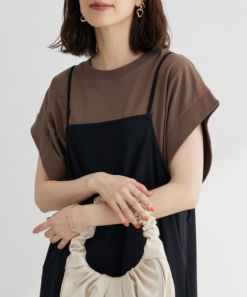 Sugar spoon（シュガースプーン）の「・SUGAR　SPOON　フレンチリブTシャツ（Tシャツ/カットソー・レディース・チャコールグレー/オフホワイト/ブラック/ブラウン・FREE）」の4枚目の写真