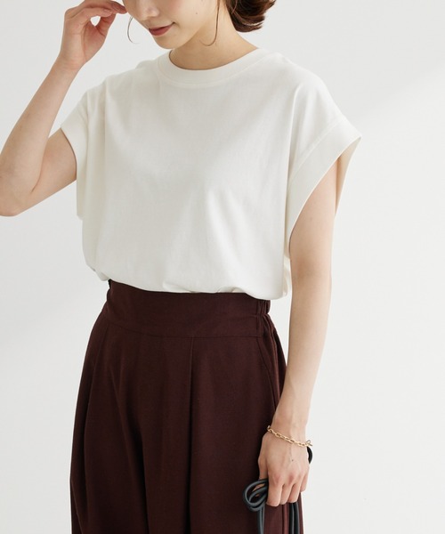 Sugar spoon（シュガースプーン）の「・SUGAR　SPOON　フレンチリブTシャツ（Tシャツ/カットソー・レディース・チャコールグレー/オフホワイト/ブラック/ブラウン・FREE）」の2枚目の写真