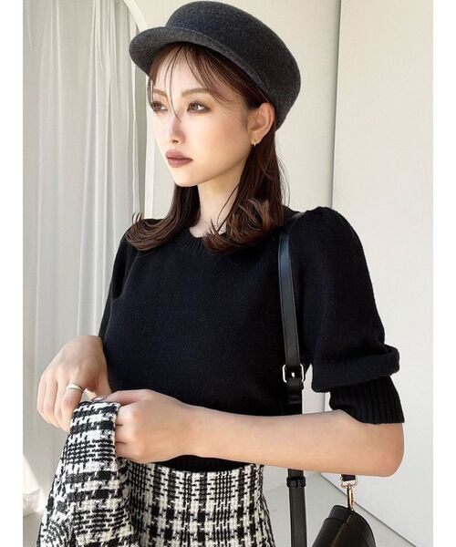 RESEXXY（リゼクシー）の「バブルスリーブクロップドニット（ニット/セーター・レディース・ブラウン/アイボリー/ブラック・FREE）」の16枚目の写真