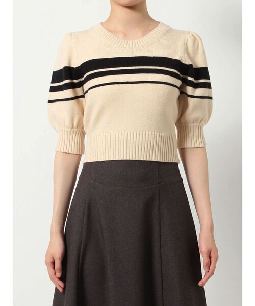 RESEXXY（リゼクシー）の「バブルスリーブクロップドニット（ニット/セーター・レディース・ブラウン/アイボリー/ブラック・FREE）」の6枚目の写真