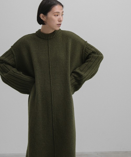 select MOCA（セレクトモカ）の「センターリンキングリラックスニットワンピース（ワンピース・レディース・ベージュ/ブラック/オリーブ・FREE）」の16枚目の写真