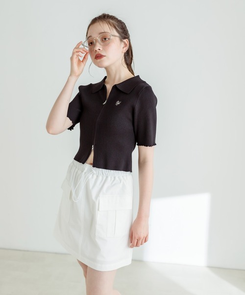 OLIVE des OLIVE（オリーブデオリーブ）の「ダブルジップリブ衿トップス　1032050180（ニット/セーター・レディース・ブラック/ブラック系その他/ボルドー/オフホワイト・FREE）」の6枚目の写真