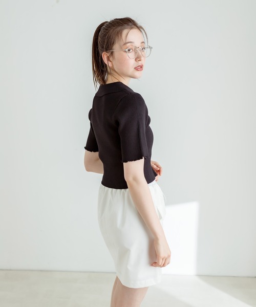 OLIVE des OLIVE（オリーブデオリーブ）の「ダブルジップリブ衿トップス　1032050180（ニット/セーター・レディース・ブラック/ブラック系その他/ボルドー/オフホワイト・FREE）」の14枚目の写真