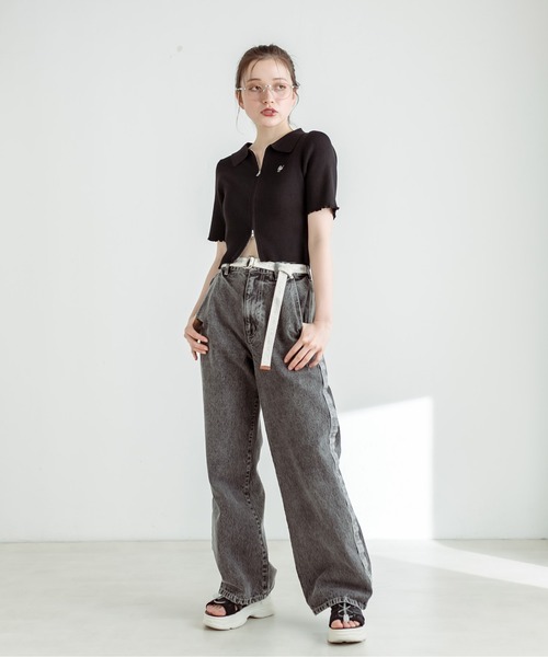 OLIVE des OLIVE（オリーブデオリーブ）の「ダブルジップリブ衿トップス　1032050180（ニット/セーター・レディース・ブラック/ブラック系その他/ボルドー/オフホワイト・FREE）」の12枚目の写真