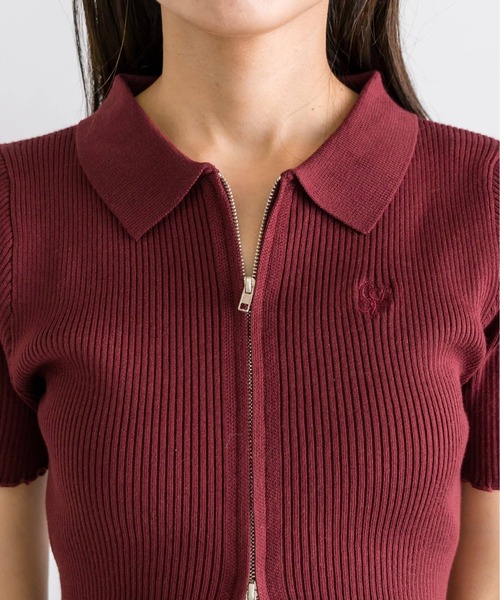 OLIVE des OLIVE（オリーブデオリーブ）の「ダブルジップリブ衿トップス　1032050180（ニット/セーター・レディース・ブラック/ブラック系その他/ボルドー/オフホワイト・FREE）」の21枚目の写真