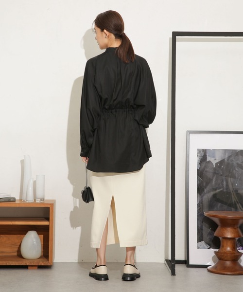 NANO universe（ナノユニバース）の「ミニブークレIラインスカート(セットアップ可)（スカート・レディース・アイボリー/チャコール・S/M）」の10枚目の写真