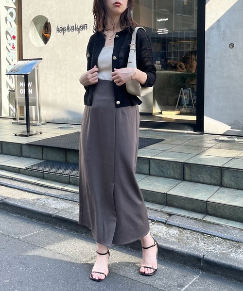 natural couture（ナチュラルクチュール）の「タック×透かしニット6分袖カーディガン（カーディガン/ボレロ・レディース・ピンク/ブルー系その他/ブラウン/ブラック/オフホワイト・FREE）」の13枚目の写真