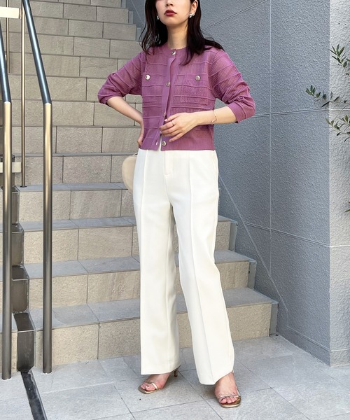 natural couture（ナチュラルクチュール）の「タック×透かしニット6分袖カーディガン（カーディガン/ボレロ・レディース・ピンク/ブルー系その他/ブラウン/ブラック/オフホワイト・FREE）」の21枚目の写真