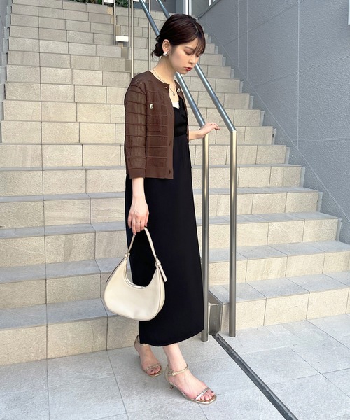 natural couture（ナチュラルクチュール）の「タック×透かしニット6分袖カーディガン（カーディガン/ボレロ・レディース・ピンク/ブルー系その他/ブラウン/ブラック/オフホワイト・FREE）」の17枚目の写真