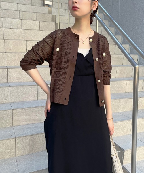 natural couture（ナチュラルクチュール）の「タック×透かしニット6分袖カーディガン（カーディガン/ボレロ・レディース・ピンク/ブルー系その他/ブラウン/ブラック/オフホワイト・FREE）」の16枚目の写真