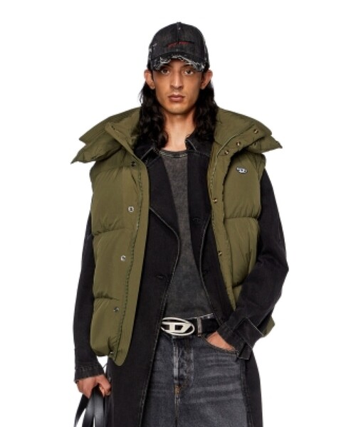 DIESEL ディーゼル　ダウンベスト　カーキ　メンズ DIESEL ディーゼル Pandora パンドラ ダウンベスト カーキ