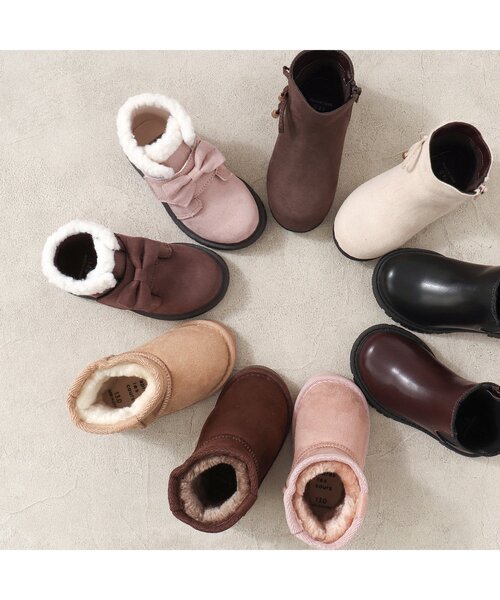 apres les cours（アプレレクール）の「【無地・ユニセックス】ボアブーツ（ブーツ・キッズ・ブラウン/ピンク/ベージュ・21/13/14/15 /16/17/18/19/20）」の6枚目の写真