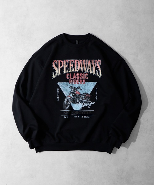 FUNALIVE(ファンアライブ)の「裏毛 ROCK/MOTORCYCLE PRINT クルーネック(スウェット・メンズ・ブラック系2/グレー系1/ブラック系1/グレー系2・XL/L/M)」の3枚目の写真