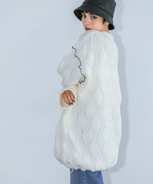 PAGEBOY(ページボーイ)の「スポンジケーブルチュニック(ニット/セーター・レディース・ターコイズブルー/ホワイト/ブラック・FREE)」の16枚目の写真