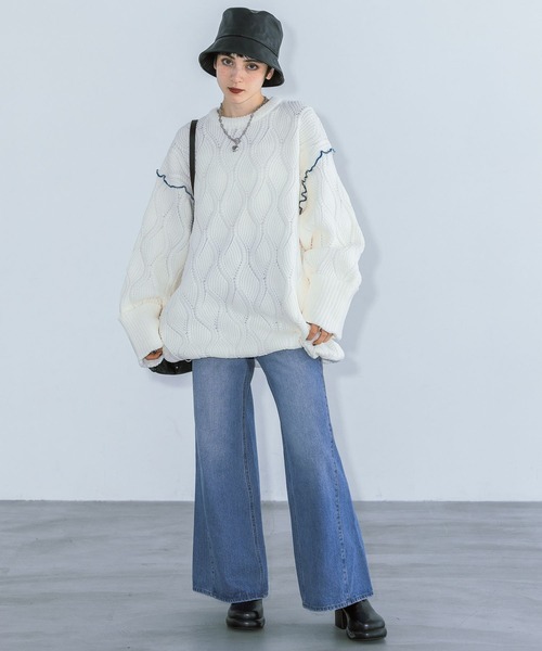 PAGEBOY(ページボーイ)の「スポンジケーブルチュニック(ニット/セーター・レディース・ターコイズブルー/ホワイト/ブラック・FREE)」の18枚目の写真