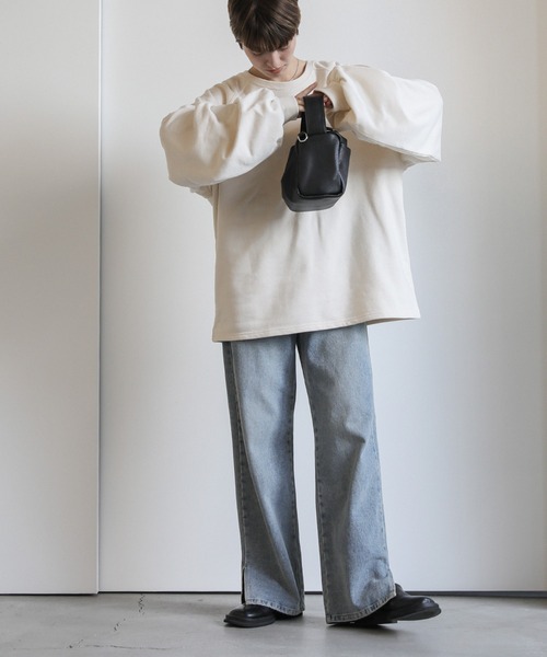 select MOCA（セレクトモカ）の「ボリュームスリーブスウェット（スウェット・レディース・オフホワイト/チャコールグレー・FREE）」の8枚目の写真