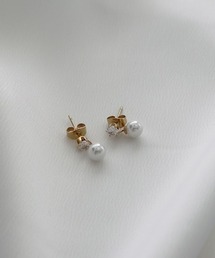 【金属アレルギー対応】 キュービック ジルコニア パールドロップ ピアス / ステンレス