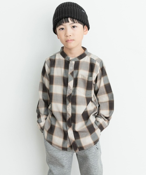 URBAN RESEARCH DOORS(アーバンリサーチドアーズ)の「『親子リンク』バンドカラーチェックシャツ(KIDS)(シャツ/ブラウス・キッズ・ブラック系その他/ブルー系その他・105/120/135)」の1枚目の写真