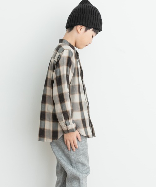 URBAN RESEARCH DOORS(アーバンリサーチドアーズ)の「『親子リンク』バンドカラーチェックシャツ(KIDS)(シャツ/ブラウス・キッズ・ブラック系その他/ブルー系その他・105/120/135)」の3枚目の写真