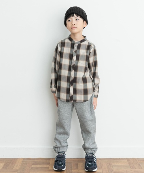 URBAN RESEARCH DOORS(アーバンリサーチドアーズ)の「『親子リンク』バンドカラーチェックシャツ(KIDS)(シャツ/ブラウス・キッズ・ブラック系その他/ブルー系その他・105/120/135)」の5枚目の写真