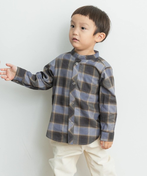 URBAN RESEARCH DOORS(アーバンリサーチドアーズ)の「『親子リンク』バンドカラーチェックシャツ(KIDS)(シャツ/ブラウス・キッズ・ブラック系その他/ブルー系その他・105/120/135)」の10枚目の写真