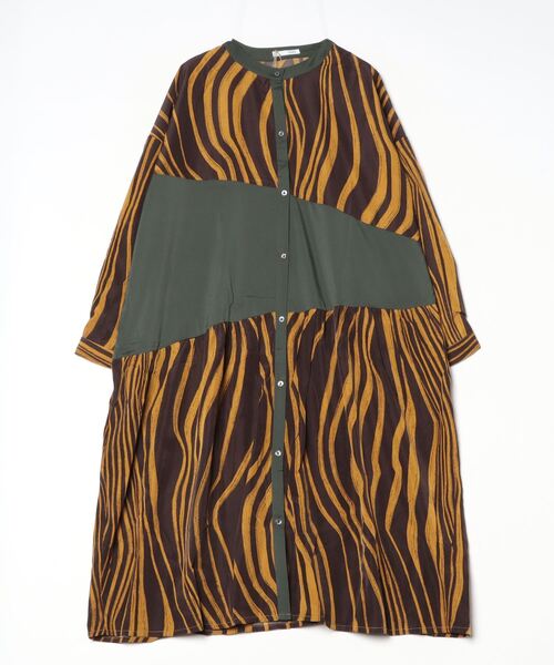 sandy（サンディー）の「sandy/斜め切替えワンピース（ワンピース・レディース・ベージュ/パープル/マスタード/ブラック・FREE）」の4枚目の写真