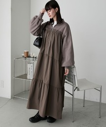 【forksy.】ハーフジップドッキングティアードワンピース