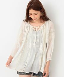 Another Edition | ヨウリュウ刺しゅうブラウス/ AEBC Cﾖｳﾘｭｳ EMBR BL(シャツ/ブラウス)