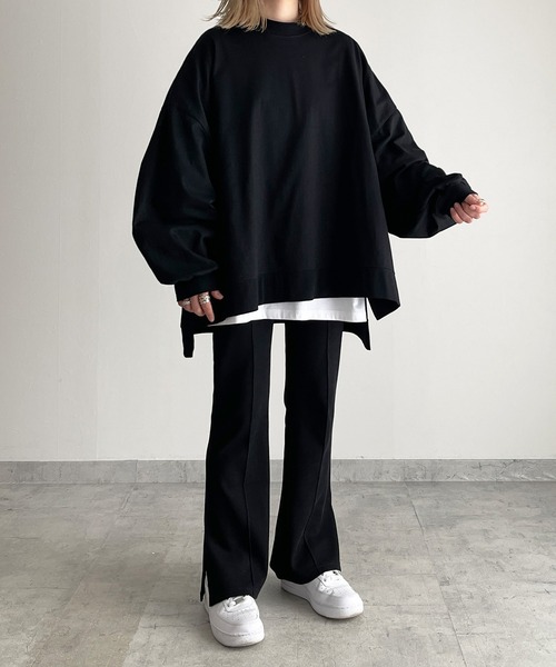 y/m by MIHO（イムバイミホ）の「サイドスリットビッグロンT（Tシャツ/カットソー・レディース・ブラック/ホワイト・FREE）」の20枚目の写真