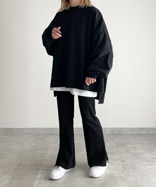 y/m by MIHO（イムバイミホ）の「サイドスリットビッグロンT（Tシャツ/カットソー・レディース・ブラック/ホワイト・FREE）」の15枚目の写真