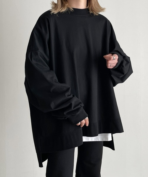 y/m by MIHO（イムバイミホ）の「サイドスリットビッグロンT（Tシャツ/カットソー・レディース・ブラック/ホワイト・FREE）」の3枚目の写真