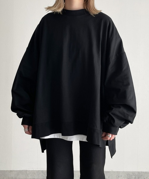 y/m by MIHO（イムバイミホ）の「サイドスリットビッグロンT（Tシャツ/カットソー・レディース・ブラック/ホワイト・FREE）」の7枚目の写真