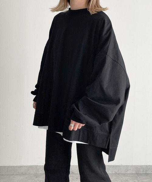 y/m by MIHO（イムバイミホ）の「サイドスリットビッグロンT（Tシャツ/カットソー・レディース・ブラック/ホワイト・FREE）」の16枚目の写真